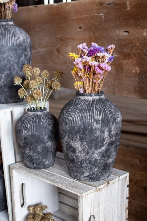 Black Terracotta Vase - Medium