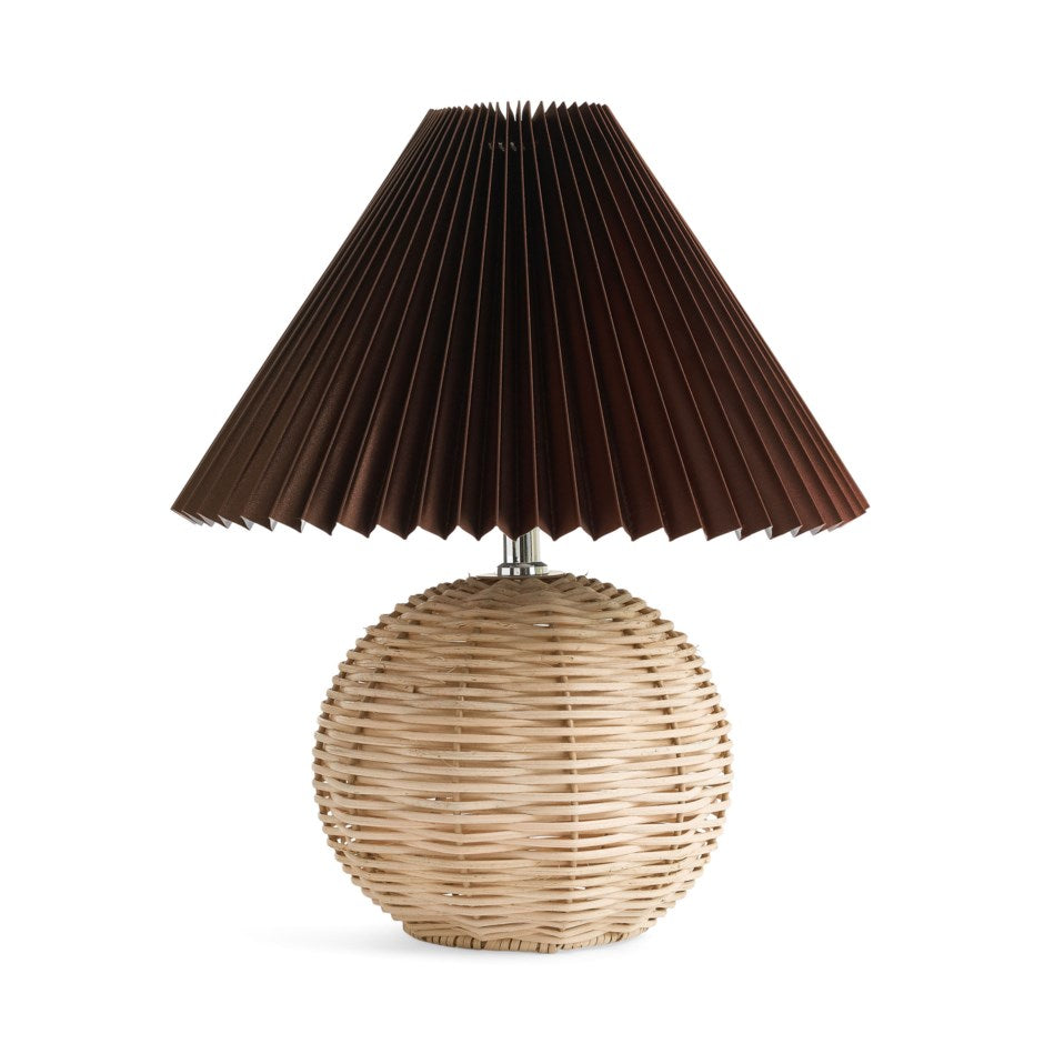 Table Lamp Rattan with Pleated Shade Natural-Ebony