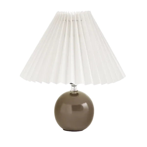 Table Lamp Ceramic Pleated Shade Dark Brown