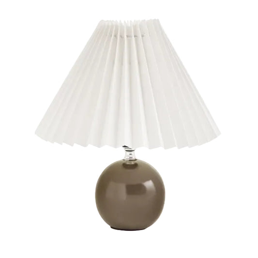 Table Lamp Ceramic Pleated Shade Dark Brown