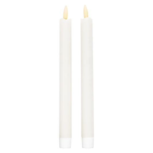 10" White Classic LED Taper Candles - Set of 2