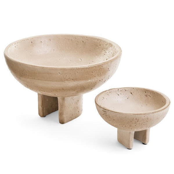 Small Pedestal Bowl - Cement Travertine Look